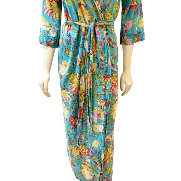Anthropologie Plum Pretty Sugar Blue Floral Robe XS - Picture 7 of 10
